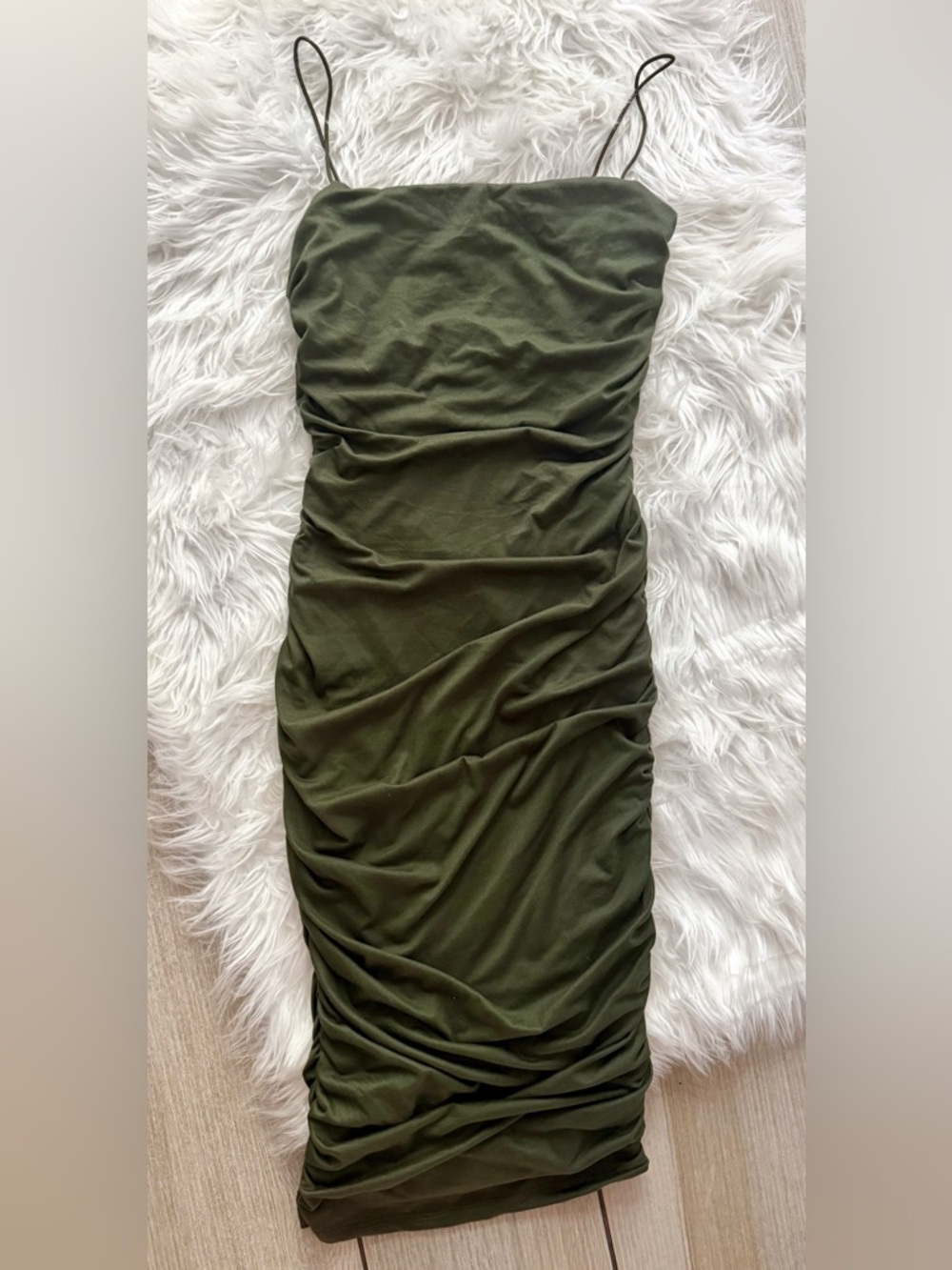 Windsor Olive Green Ruched Bodycon Dress